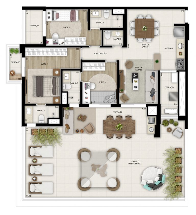 BROOKLIN 69-103m² 2 A 3 DORMS C/SUÍTE 1 A 2 vagas