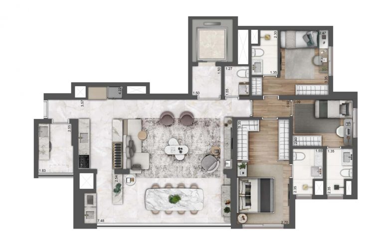 CHÁCARA KLABIN 123-144 M² 4 DORMS OU 3 SUÍTES 2 VAGAS