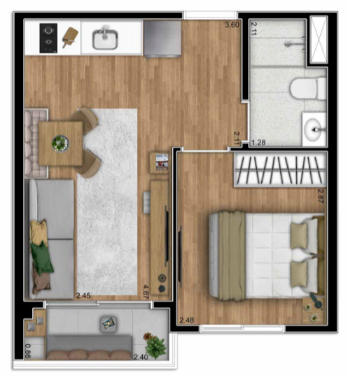 JARDIM PRUDÊNCIA 29 m² 1 DORM