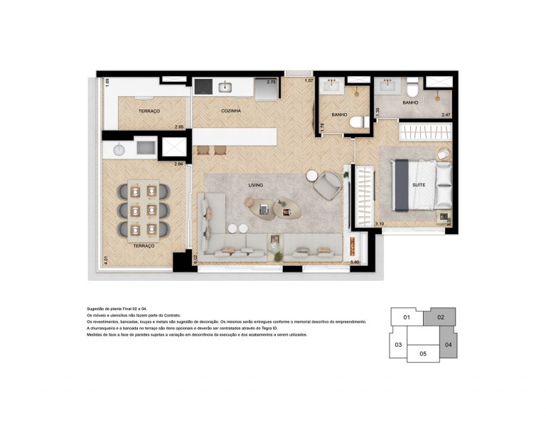 JARDINS 70m² 2 DORMS