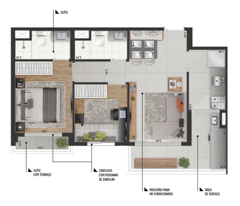 Moema 52-65 m² 1 suíte 1 vaga