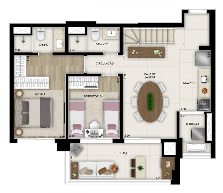 BROOKLIN 69-103m² 2 A 3 DORMS C/SUÍTE 1 A 2 vagas