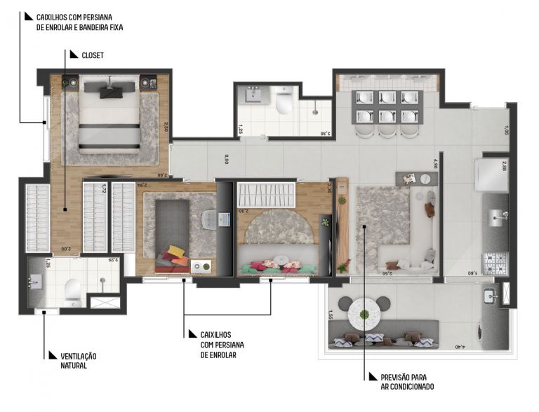 Moema 52-65 m² 1 suíte 1 vaga