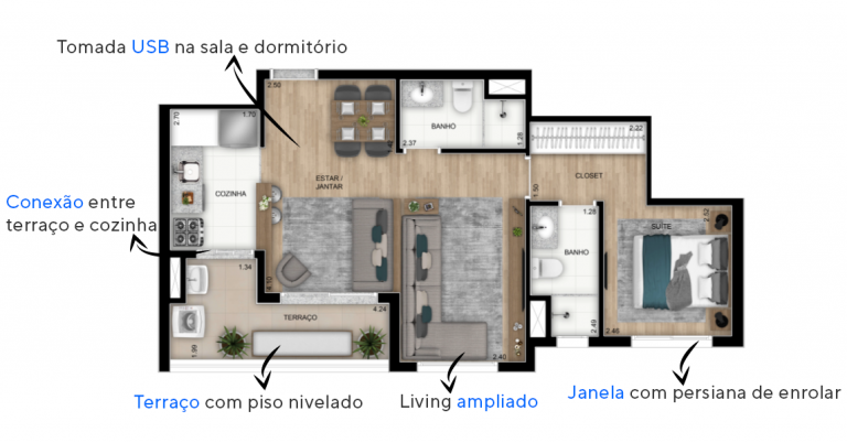 VILA ANASTÁCIO 47m², 55 E 68m²  2 A 3 DORMS 1 SUÍTES