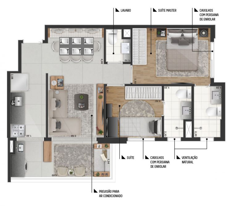 Moema 52-65 m² 1 suíte 1 vaga