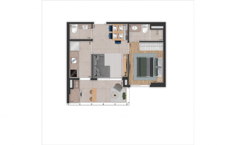 CAMPO BELO 38-73 m² 1 e 2 SUÍTES