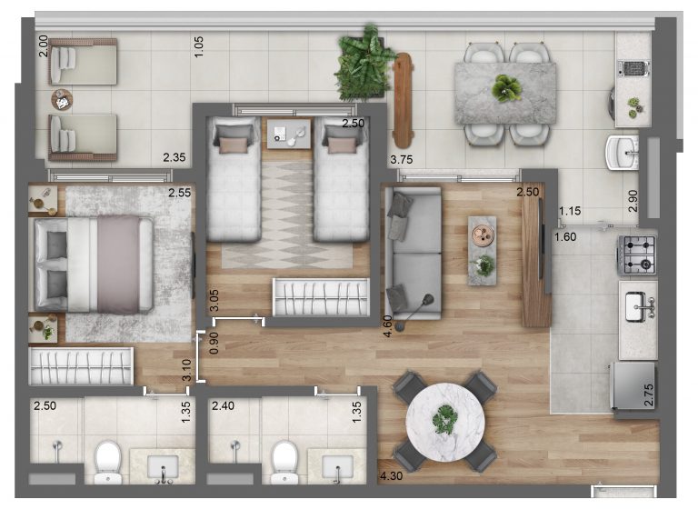 Perdizes 71 m² 2 DORMS C/SUÍTE