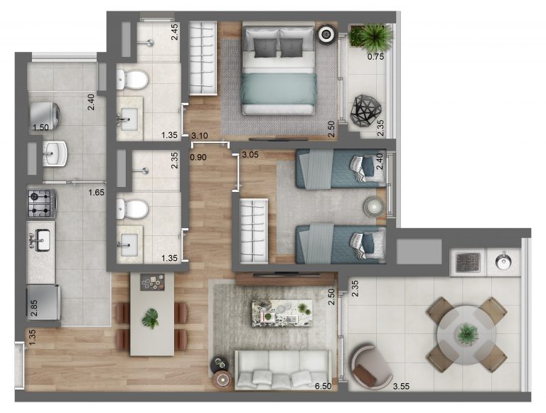 Perdizes 71 m² 2 DORMS C/SUÍTE