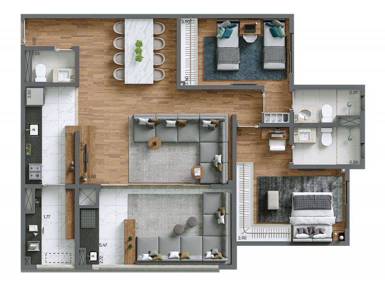 ALTO DO IPIRANGA 72-125m² 1 A 3 SUÍTES 3 A 4 DORMS.