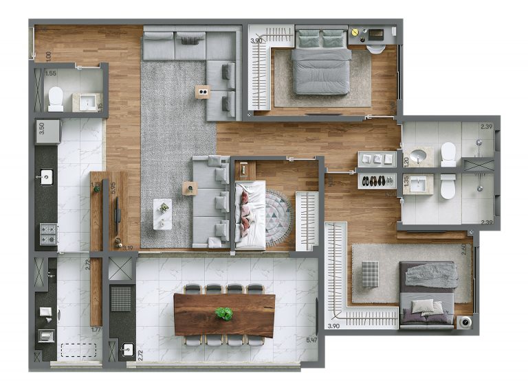 ALTO DO IPIRANGA 72-125m² 1 A 3 SUÍTES 3 A 4 DORMS.