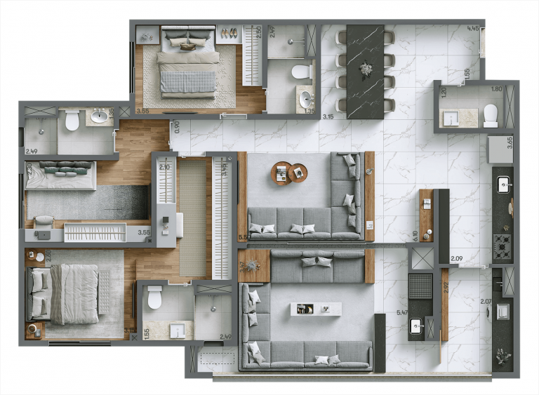 ALTO DO IPIRANGA 72-125m² 1 A 3 SUÍTES 3 A 4 DORMS.