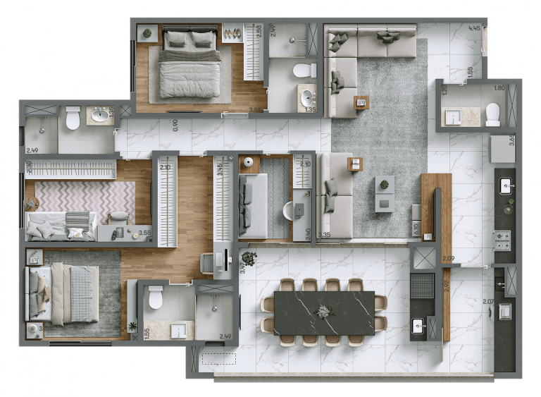 ALTO DO IPIRANGA 72-125m² 1 A 3 SUÍTES 3 A 4 DORMS.