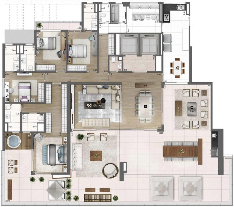 VILA OLÍMPIA 275-343m² 3 OU 4 SUÍTES 5 A 7 banheiros