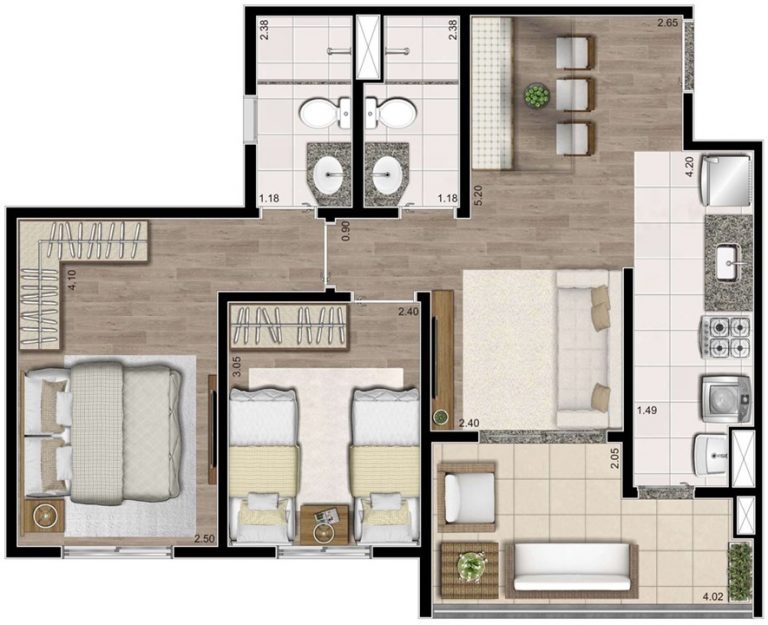 VILA DAS MERCÊS 56-59 m² 2 ou 3 DORMS 1 SUÍTE 1 OU 2 VAGAS de garagem