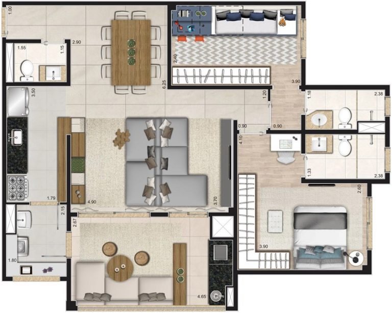 ÁGUA BRANCA 61-93 m² 2 OU 3 DORMS 1 SUÍTE 1 OU 2 VAGAS