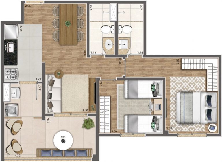 ÁGUA BRANCA 61-93 m² 2 OU 3 DORMS 1 SUÍTE 1 OU 2 VAGAS