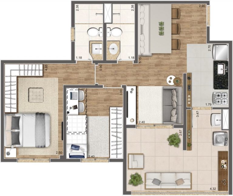 ÁGUA BRANCA 61-93 m² 2 OU 3 DORMS 1 SUÍTE 1 OU 2 VAGAS