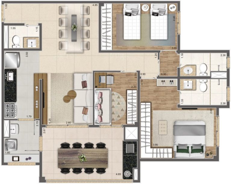 ÁGUA BRANCA 61-93 m² 2 OU 3 DORMS 1 SUÍTE 1 OU 2 VAGAS