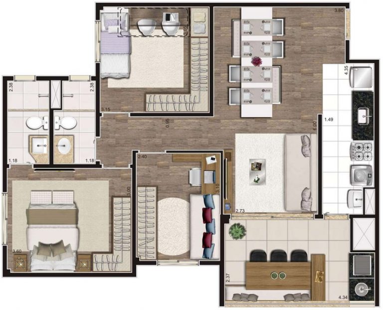 LAPA 81m² 2 OU 3 DORMS 1 SUÍTE  2 VAGAS