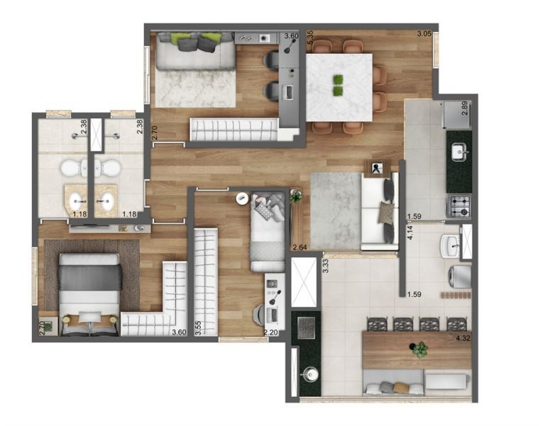 SANTANA 64-80 m² 1 A 3 DORMS 1 SUÍTE 1 OU 2 VAGAS