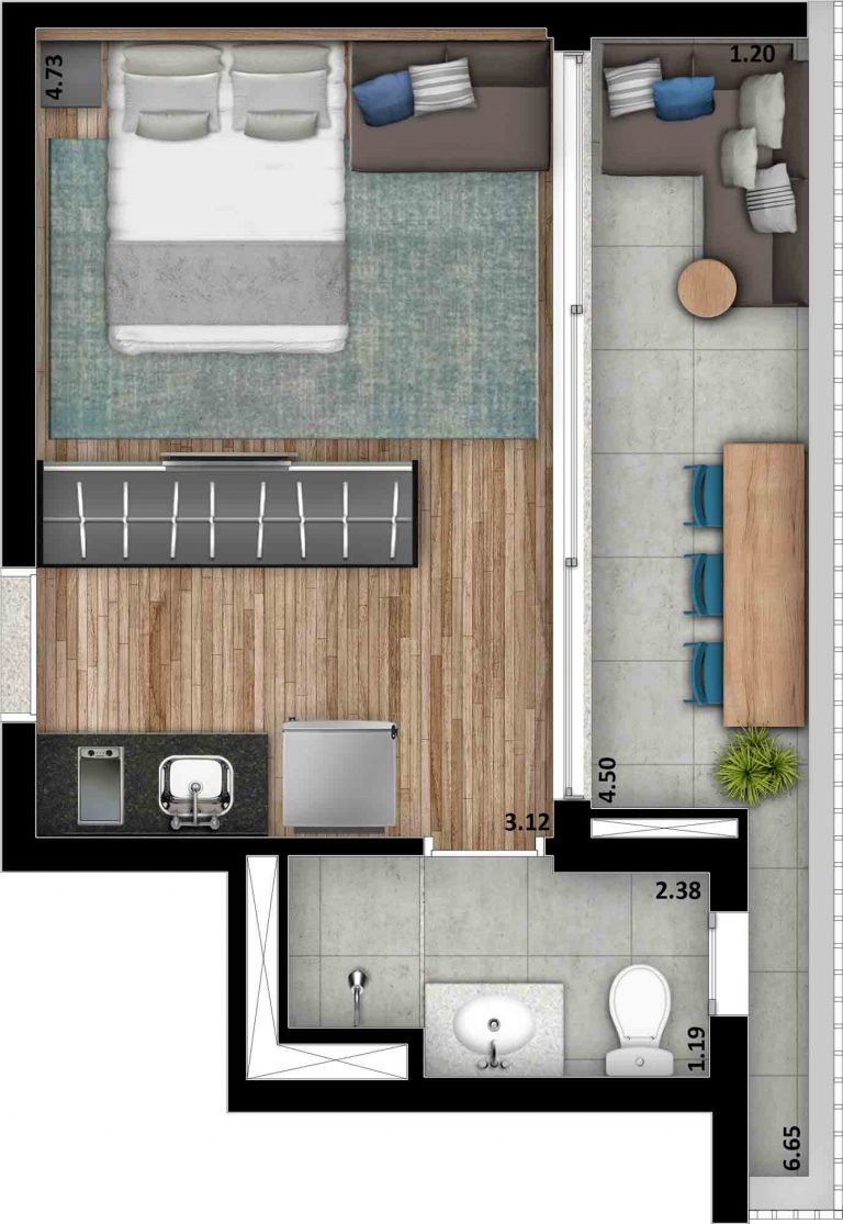 PERDIZES Studio+, 25-27 M² 1 dorm.