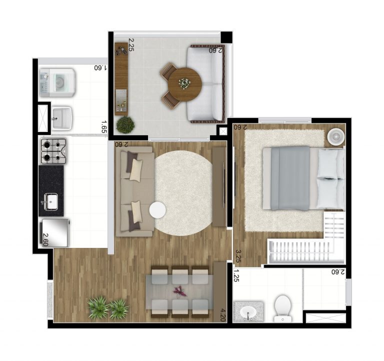 PINHEIROS 57 M² 2 DORMS 1 SUÍTE