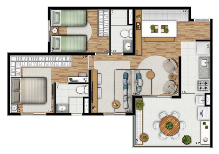 CHÁCARA KLABIN 2 E 3 DORMS 57-68 M²