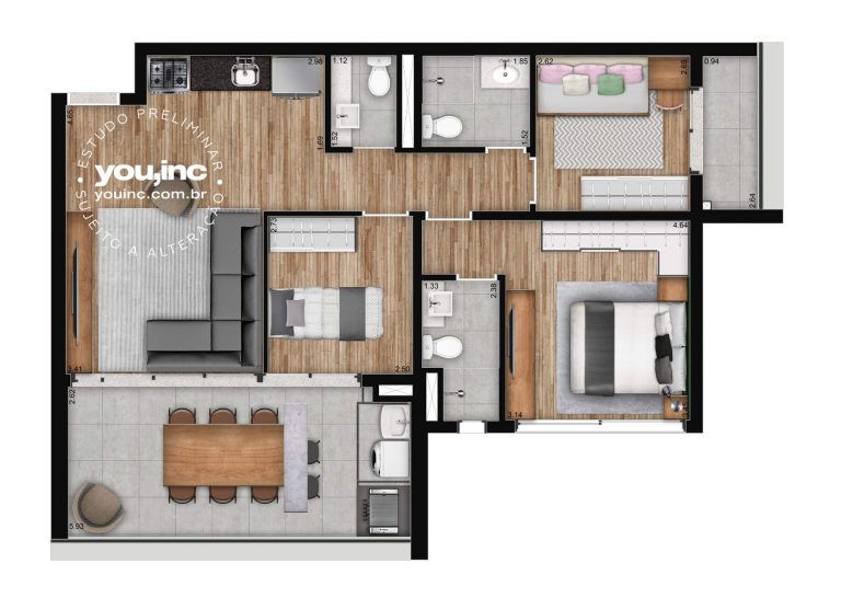 BROOKLIN 20 A 86 M² STUDIOS, 1, 2 E 3 DORMS 1 OU 2 SUÍTES 