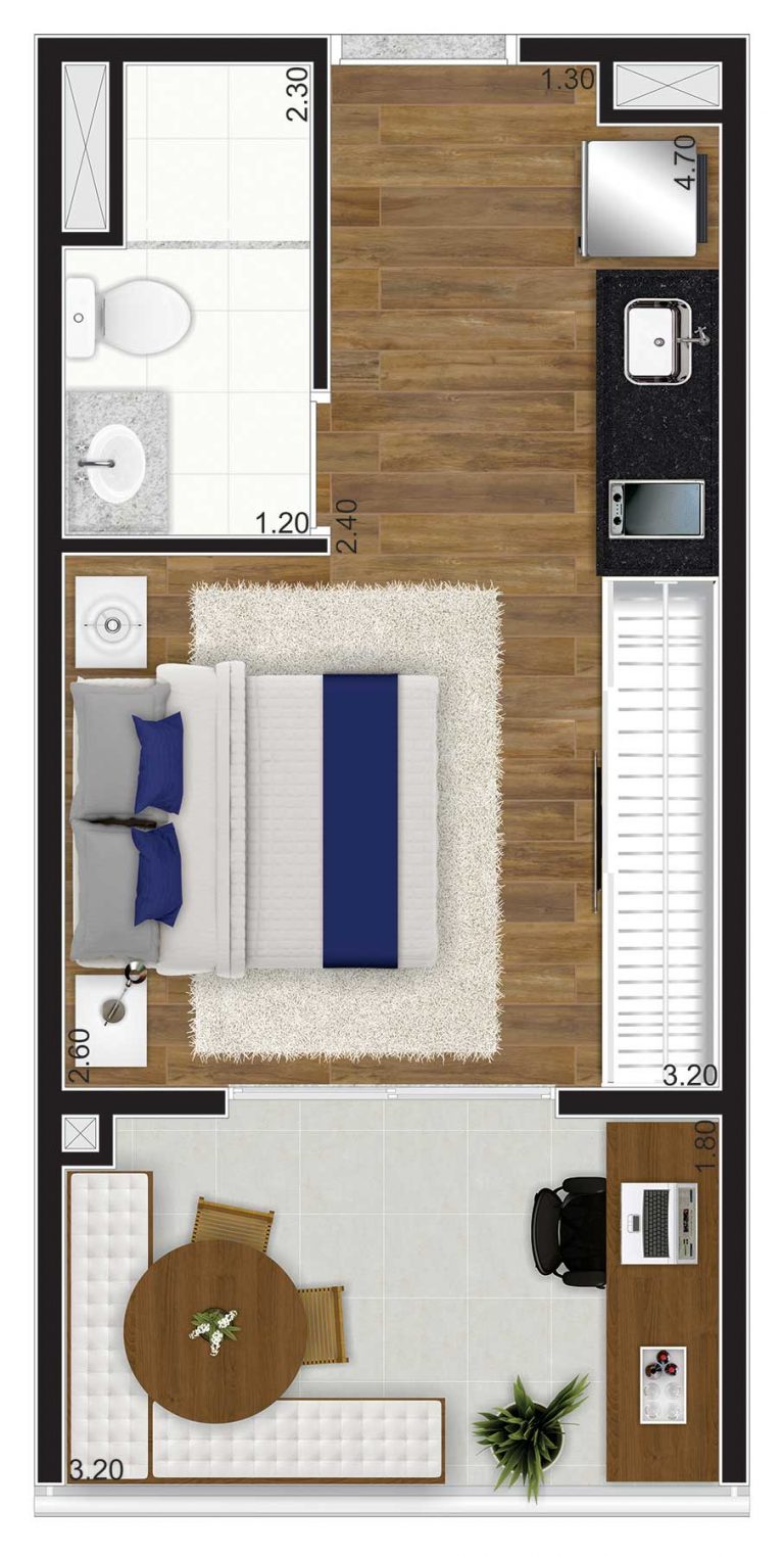 PINHEIROS 57 M² 2 DORMS 1 SUÍTE