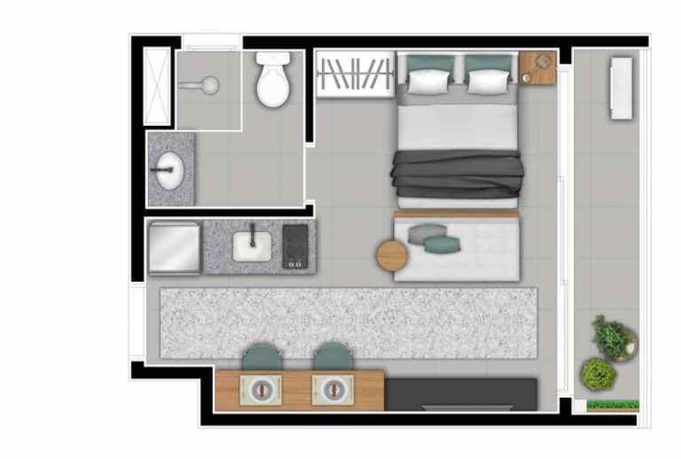 LIBERDADE 26 E 31 M² STUDIOS E 1 DORM