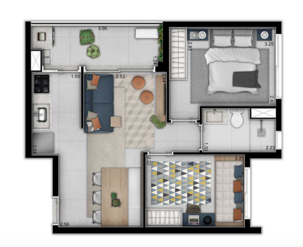 POMPÉIA 25, 31 E 46 M² STUDIOS 1 E 2 DORMS