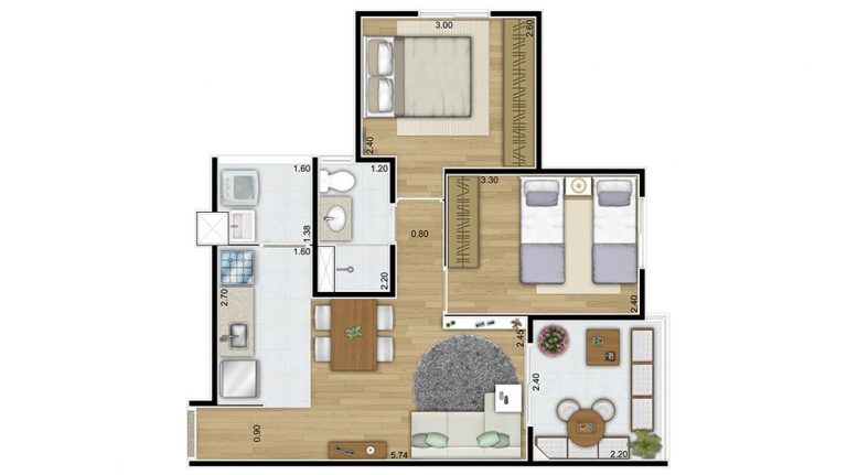 JARDIM IRIS 49-63 M²  2 E 3 DORMITÓRIOS