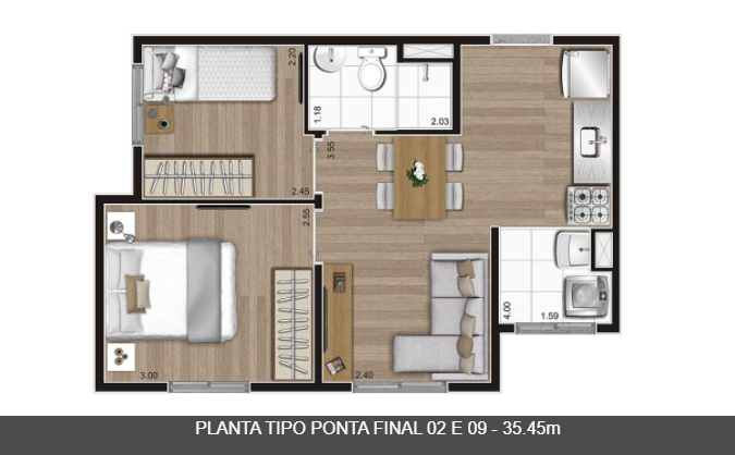 MOOCA 35M²,  37M²  E 41 M²