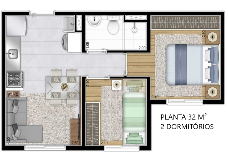 Vila Prudente 26-32 m²