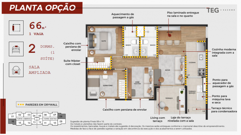 SACOMÃ 1 a 3 DORMITÓRIOS